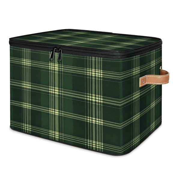 ADECORIVY St. Patrick's Day Storage Bin with Lid, Fabric Foldable Shelf Baskets Boxes, Buffalo Plaid Closet Lidded Storage Bins, Clothes Organizer Container with Handles for Bedroom Home