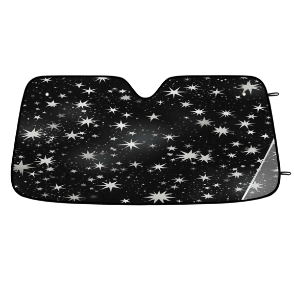 ADECORIVY Stars Black White Car Windshield Sun Shade, Front Window Car Sunshade Protector, Foldable UV Rays Sun Shield Visor Protector for SUV Truck Sedan, 55 x 27 in