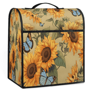 ADECORIVY Sunflower Butterfly Flower Stand Mixer Dust Cover with Top Handle for KitchenAid 6-8 Quart Bowl-Lift