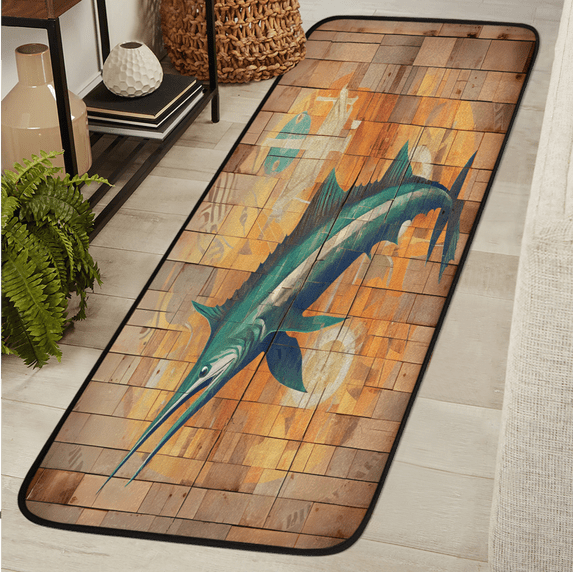 ADECORIVY Swordfish Ocean Fish Runner Rug 2x6 Washable Runner for ...