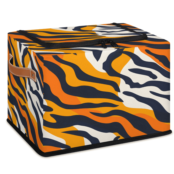 ADECORIVY Tiger Fabric Storage Bin with Lid, Foldable Storage Box Decorative Cube Organizer Basket for Closet Shelf Organizing Clothes
