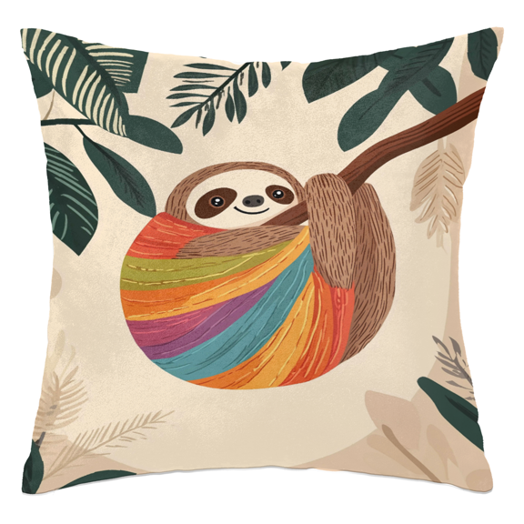 ADECORIVY Tree Sloth Throw Pillow Cover Decorative Pillow Cover 16x16 Inch Cushion Case Colorful Funny Pillowcase for Couch Sofa Bed Living Room Home