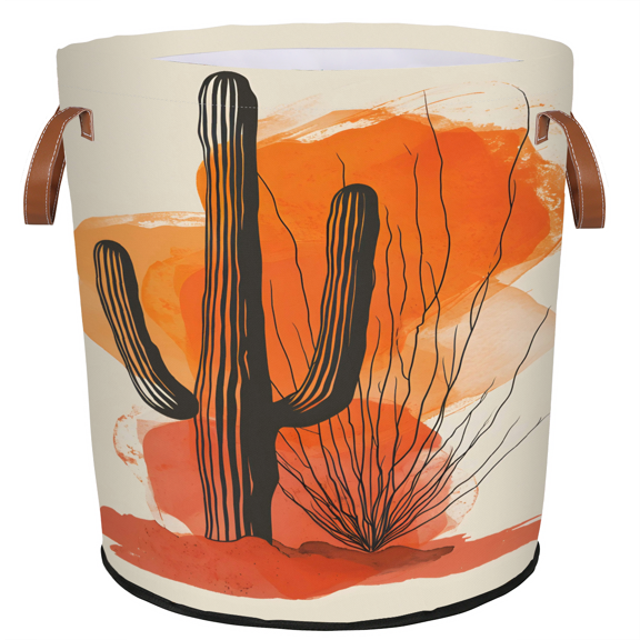 ADECORIVY Tropical Desert Cactus Laundry Basket, Foldable Laundry Hamper, Dirty Clothes Hamper Clothes Organizer Basket for Bathroom, Bedroom, Dorm