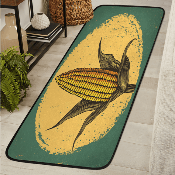ADECORIVY Vintage Corn Rustic Runner Rug 2x6 Washable Runner for Hallway Non-Slip Kitchen Rug Runners Soft Entryway Floor Carpet for Hall Living Room Bedroom