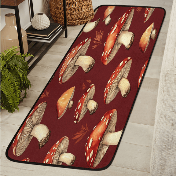 ADECORIVY Vintage Mushroom Runner Rug 2x6 Washable Runner for Hallway Non-Slip Kitchen Rug Runners Soft Entryway Floor Carpet for Hall Living Room Bedroom