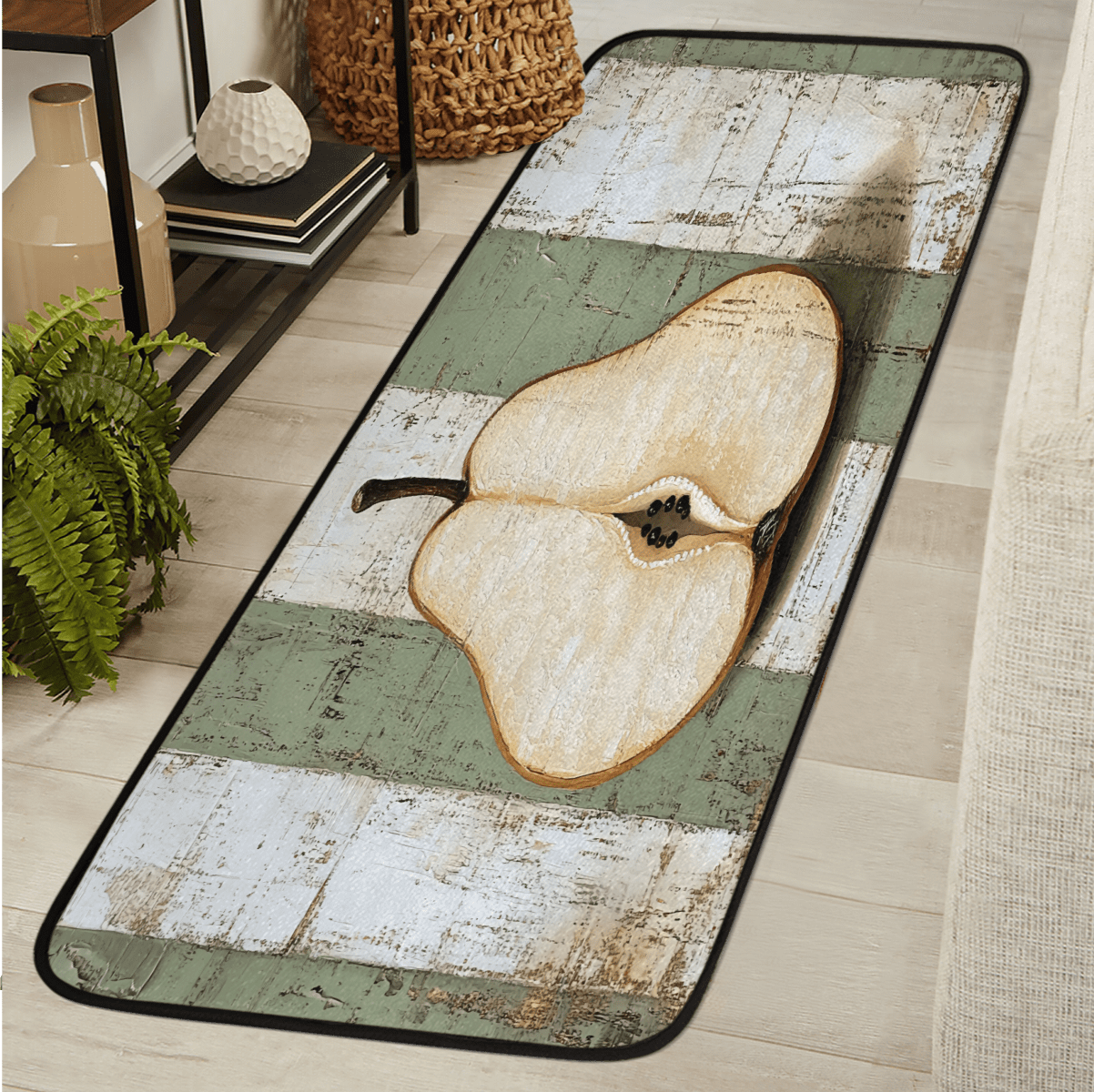 ADECORIVY Vintage Pear Slice Hallway Runner Rug 2x6 Washable Kitchen ...