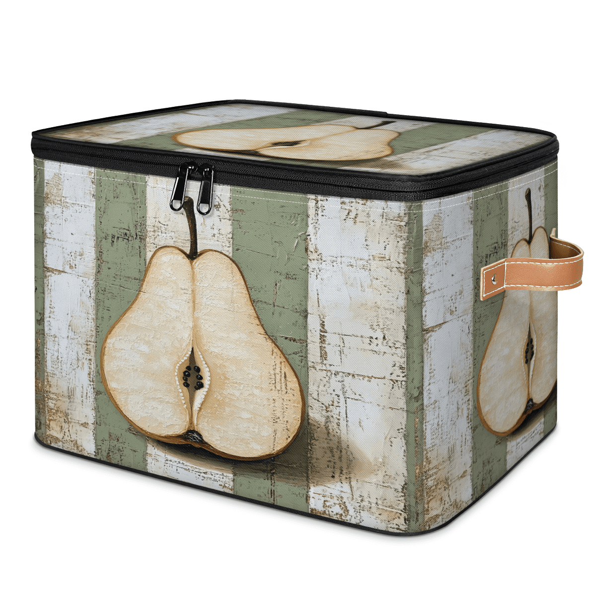 Pear Container ADECORIVY Vintage Pear Slice Storage Bin with Lid, Fabric Foldable ...
