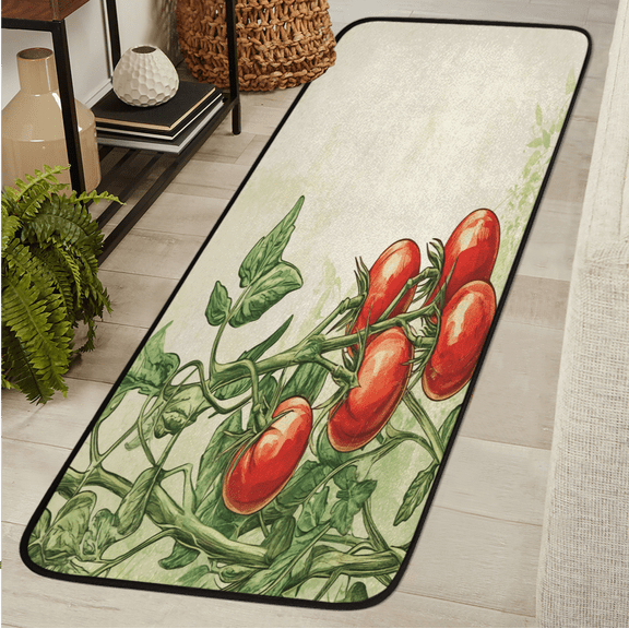 ADECORIVY Vintage Tomato Hallway Runner Rug 2x6 Washable Kitchen Runner Non Slip Laundry Room Bathroom Rug Fruit Vegetables Soft Carpet for Living Room Entryway Mat