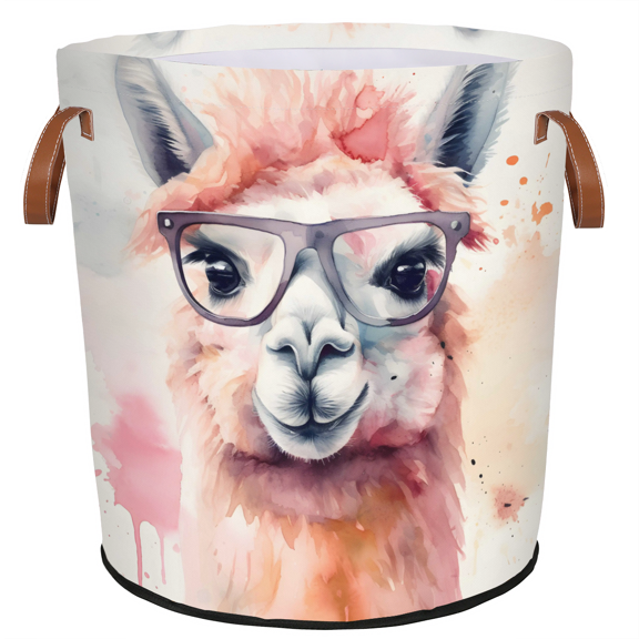 ADECORIVY Watercolor Alpaca Laundry Basket, Foldable Laundry Hamper, Dirty Clothes Hamper Clothes Organizer Basket for Bathroom, Bedroom, Dorm