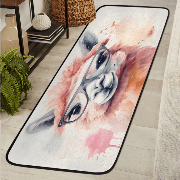 ADECORIVY Watercolor Alpaca Runner Rug 2x6 Washable Runner for Hallway Non-Slip Kitchen Rug Runners Soft Entryway Floor Carpet for Hall Living Room Bedroom