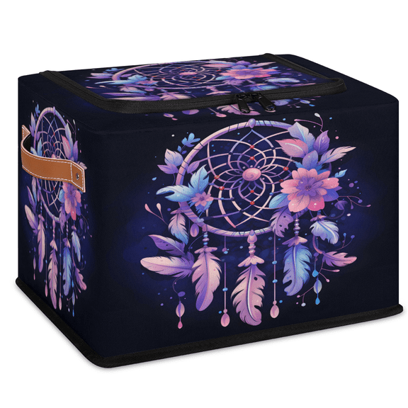 ADECORIVY Watercolor Dream Catcher Fabric Storage Bin with Lid, Foldable Storage Box Decorative Cube Organizer Basket for Closet Shelf Organizing Clothes