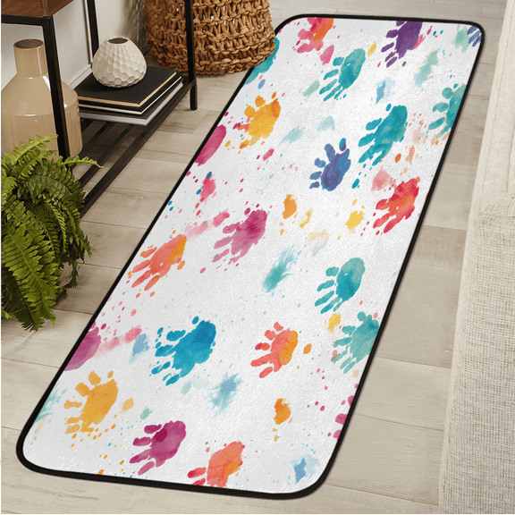 ADECORIVY Watercolor Handprint Runner Rug 2x6 Washable Runner for Hallway Non-Slip Kitchen Rug Runners Soft Entryway Floor Carpet for Hall Living Room Bedroom