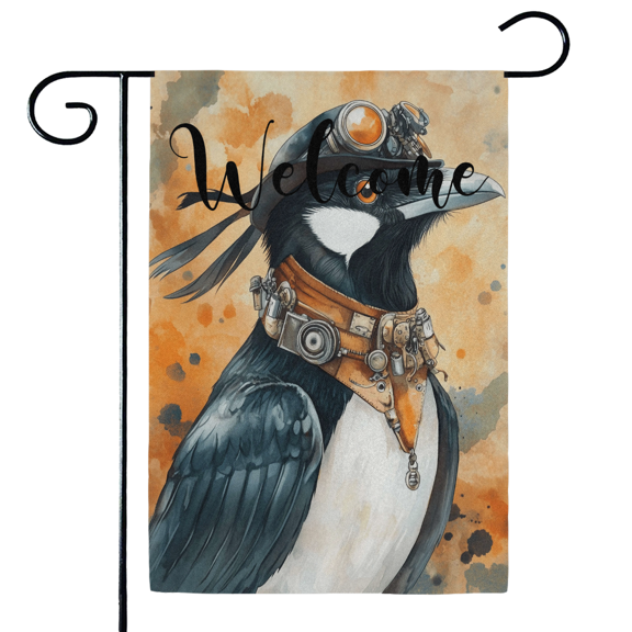 ADECORIVY Watercolor Magpie Welcome Garden Flag 12x18 Inch Double Sided Outside Porch Yard Decoration Bird Outdoor Flag