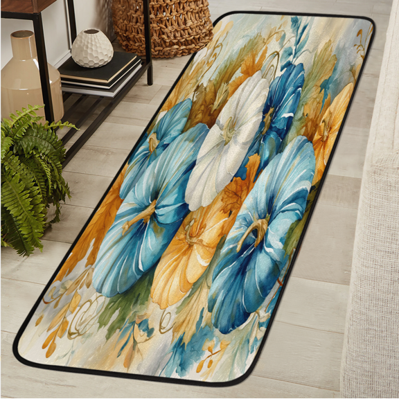 ADECORIVY Watercolor Pumpkin Hallway Runner Rug 2x6 Washable Kitchen Runner Non Slip Laundry Room Bathroom Rug Fall Pumpkin Soft Carpet for Living Room Entryway Mat