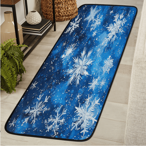 ADECORIVY Winter Blue Snowflakes Runner Rug 2x6 Washable Runner for Hallway Non-Slip Kitchen Rug Runners Soft Entryway Floor Carpet for Hall Living Room Bedroom
