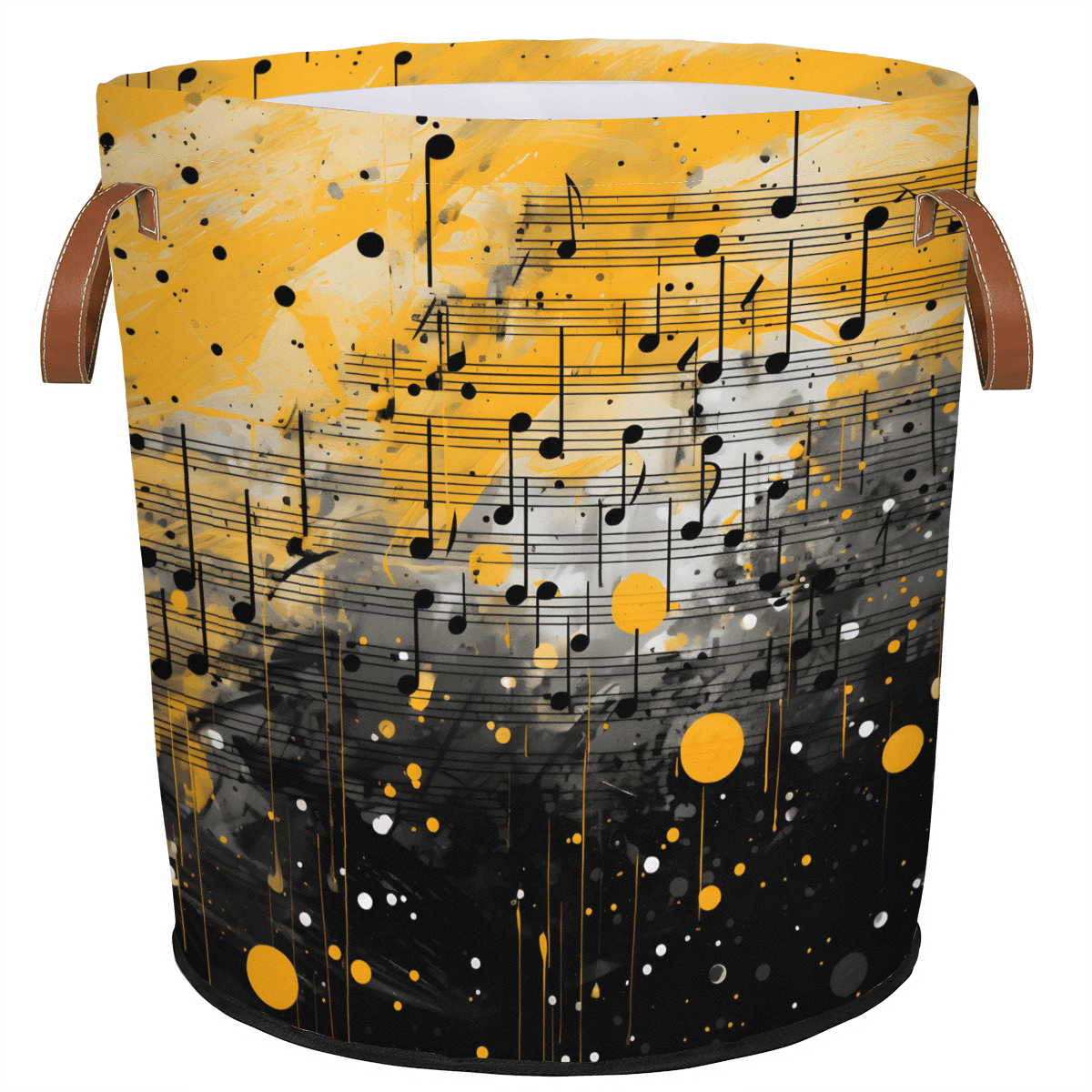 ADECORIVY Yellow Black Musical Notes Laundry Basket, Foldable Laundry ...