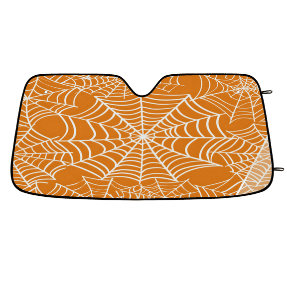 ADECORIVY Yellow White Spider Web Car Windshield Sun Shade, Front Window Car Sunshade Protector, Foldable UV Rays Sun Shield Visor Protector for SUV Truck Sedan, 55 x 27 in