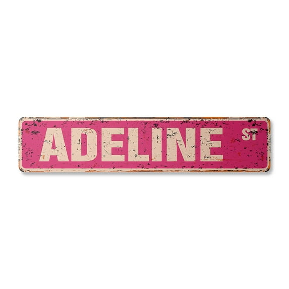ADELINE Vintage Plastic Street Sign Childrens Name Room Sign | Indoor/Outdoor |  30" Wide