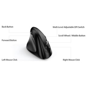 Adesso TAA Compliant Left-Handed Vertical Ergonomic Mouse, Black