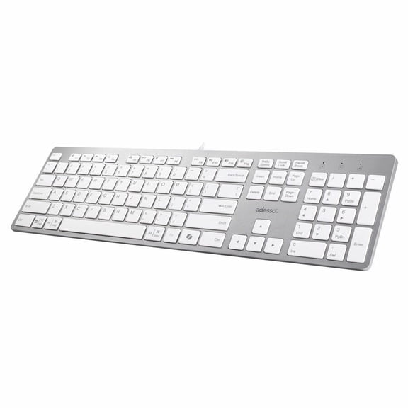 ADESSO USB-C Multi OS Scissor Switch Keyboard With CoPilot AI Hotkey And USB-C, USB-A, 3.5mm Aux Ports