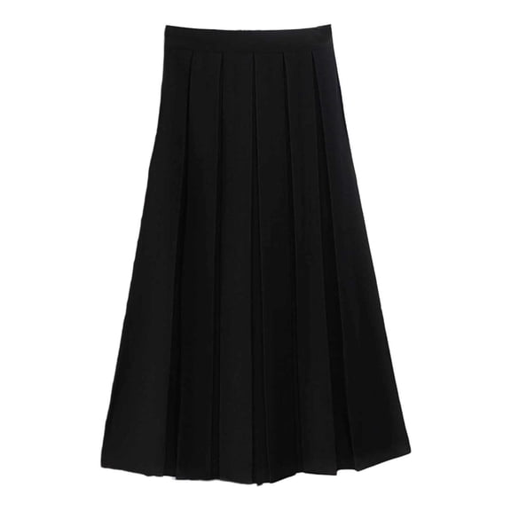 ADEYPCGD Women's Skirt With High Waist Pleats In Versatile A Line For Autumn Winter Wear And Everyday Sophistication Black One Size