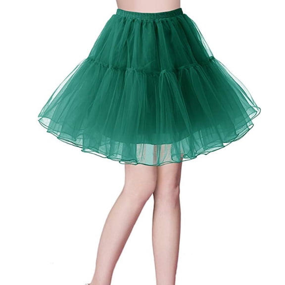 ADEYPCGD Women's Tiered Tulle Tutu Skirt High Wasit Petticoat Skirts Mesh Tulle Underskirt Ballet Tutu Crinoline Dark Green One Size
