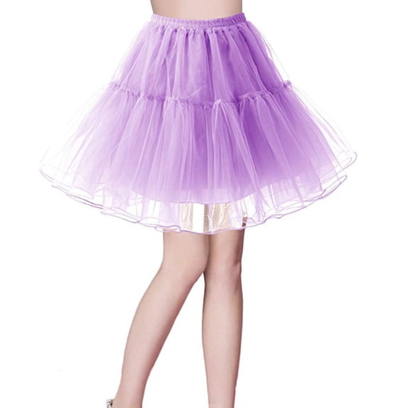 ADEYPCGD Women's Tiered Tulle Tutu Skirt High Wasit Petticoat Skirts Mesh Tulle Underskirt Ballet Tutu Crinoline Light Purple One Size