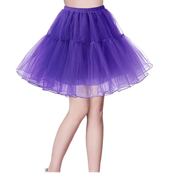 ADEYPCGD Women's Tiered Tulle Tutu Skirt High Wasit Petticoat Skirts Mesh Tulle Underskirt Ballet Tutu Crinoline Purple One Size