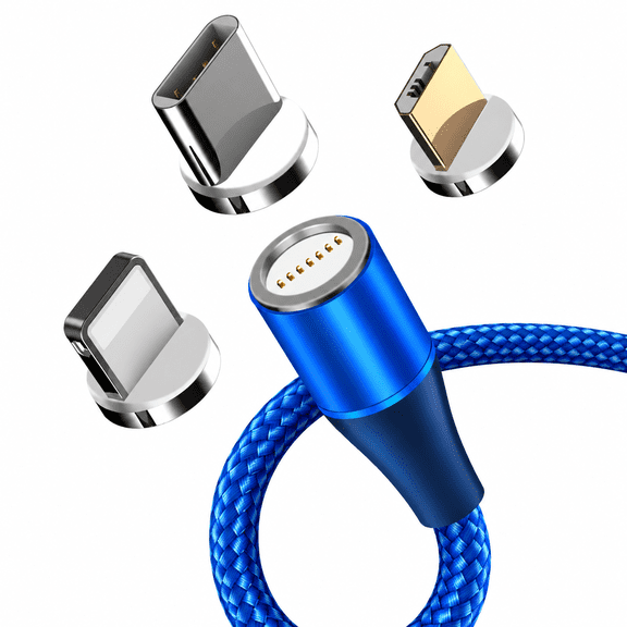 ADEYZ 3-in-1 Magnetic Charging Cable, 6.6 Ft, USB to Micro USB & Type C, Set with LED