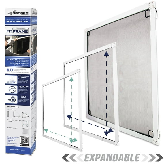 ADFORS FITFrame Custom Window Screen Replacement Kit, Adjustable Screen Frame, and Mesh