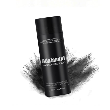 ADGLAMFUL Hair Fibers for Thinning Hair – 30g Bottle, Black – Matte Finish, Lightweight Plant-Based Formula for Men & Women, Easy to Apply & Wash