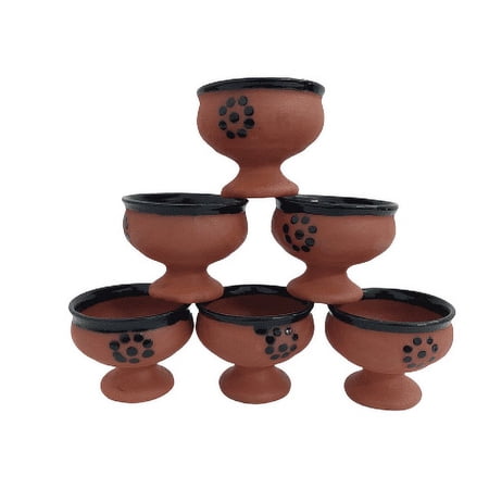 ADHAATA Ceramic Kulhar Ice Cream Cup Bowl Set of 6