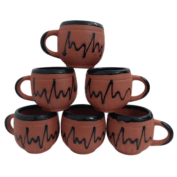 ADHAATA Ceramic Kulhar Kulhad Cups Traditional Indian Tea Chai Coffee Cup (Set of 6) 100ML (3 oz) (Round)