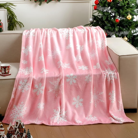 ADHART Blanket Nutcracker Christmas Decor Pink Christmas Tree Throw Blanket Cute Soft Warm Lightweight Blanket for Sofa Bed Gift Decor for Nutcracker Gifts,Christmas Gift,Birthday Gifts for Women