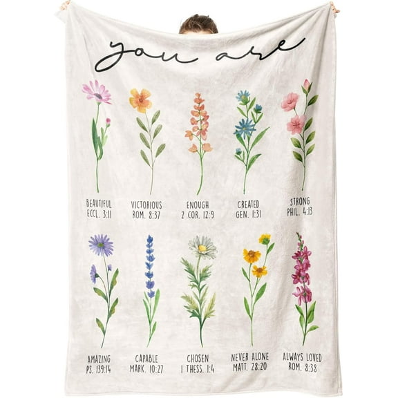 ADHART Christian Gifts for Women, Christian Blanket with Flowers, Birthday Gifts for Women, Inspirational, Religious Gifts for Sister, Friend, Daughter, Mom, Soft Throw Blankets 50'' x 60''