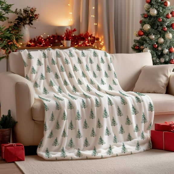 ADHART Christmas Flannel Blanket Throw, Christmas Trees Boho Soft Fuzzy Plush Cozy Fleece Blankets for Couch Sofa Bed Lounging, Ideal Gifts for Christmas Blanket Queen Adults Wife Self, 50x60