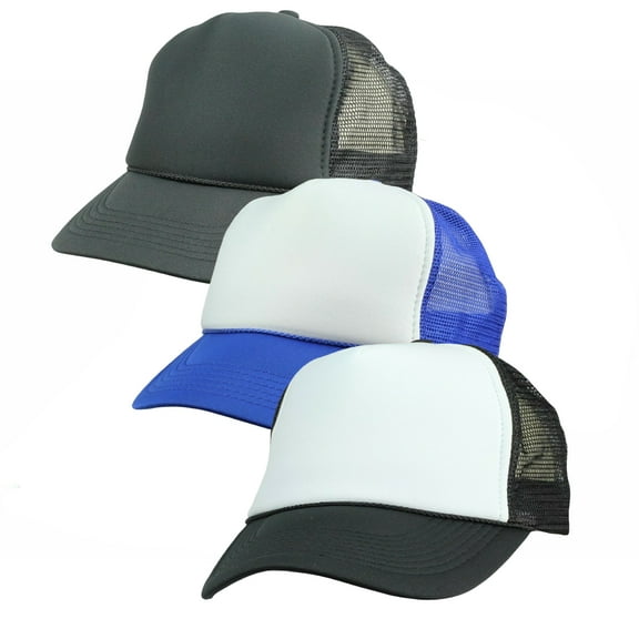 ADHART Sublimation Blanks Polyester Mesh Cap Mesh Hat Two Tone Trucker Mesh Cap with Adjustable Snapback, 3pcs per Pack,Customize Your Own Design Text, Photos, Image Logo Hat Hiphop Hat Baseball Cap