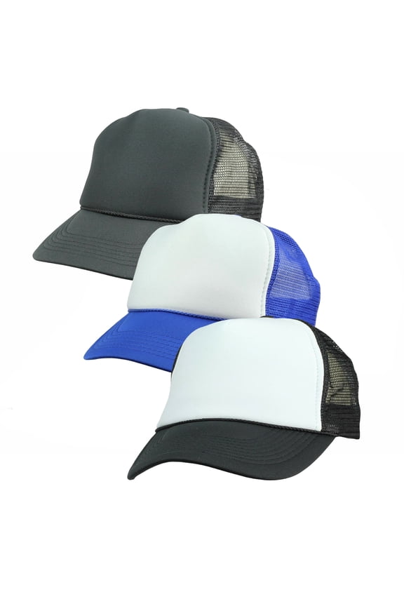Sublimation Blanks Polyester Mesh Cap Mesh Hat Two Tone Trucker Mesh Cap with Adjustable Snapback, 3pcs per Pack,Customize Your Own Design Text, Photos, Image Logo Hat Hiphop Hat Baseball Cap