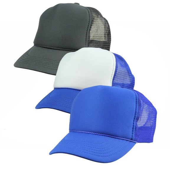 ADHART Sublimation Blanks Polyester Mesh Cap Mesh Hat Two Tone Trucker Mesh Cap with Adjustable Snapback, 3pcs per Pack,Customize Your Own Design Text, Photos, Image Logo Hat Hiphop Hat Baseball Cap
