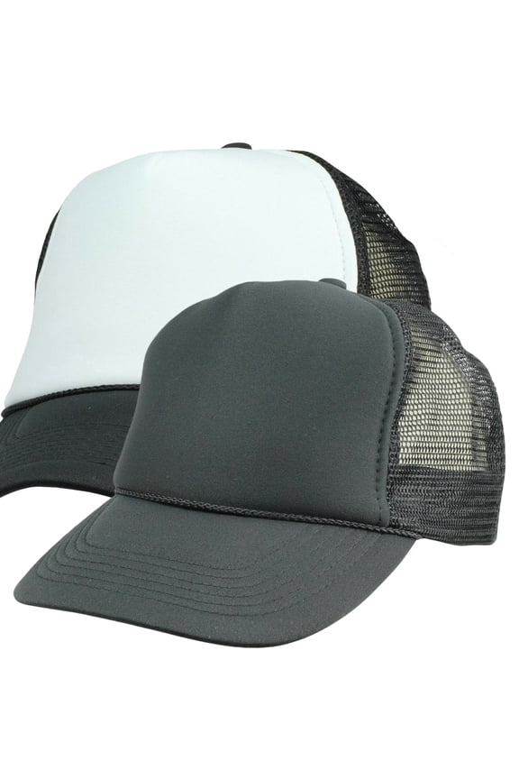 Sublimation Customizable Blanks Polyester Mesh Cap Mesh Hat Two Tone Trucker Summer Mesh Cap with Adjustable Snapback,2pcs per Pack