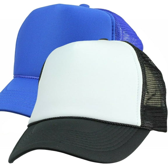 ADHART Sublimation Customizable Blanks Polyester Mesh Cap Mesh Hat Two Tone Trucker Summer Mesh Cap with Adjustable Snapback,2pcs per Pack