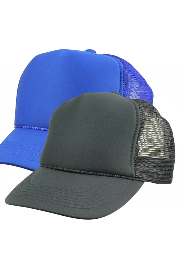Sublimation Customizable Blanks Polyester Mesh Cap Mesh Hat Two Tone Trucker Summer Mesh Cap with Adjustable Snapback,2pcs per Pack
