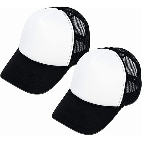 ADHART Sublimation Customizable Blanks Polyester Mesh Cap Mesh Hat Two Tone Trucker Summer Mesh Cap with Adjustable Snapback,2pcs per Pack