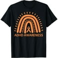 thumbnail image 1 of ADHD Awareness Month Rainbow Ribbon Orange T-Shirt, 1 of 5