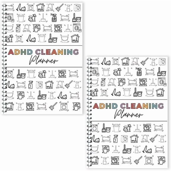 ADHD Cleaning and Organizing Planner for Adults Women, Cleaning Schedule and Checklist Organizer, Daily Weekly Monthly Household Cleaning Planner, Checklist Notebook Mother's Gifts(2pcs)