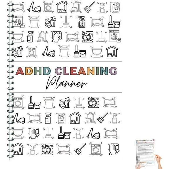 ADHD Cleaning & Organizing Toolkit, Cleaning Schedule and Checklist, Editable Home Cleaning Plan Daily Weekly and Monthly Yearly Cleaning Checklist, Adjustable Clean up Household Chores Sheet(1set)