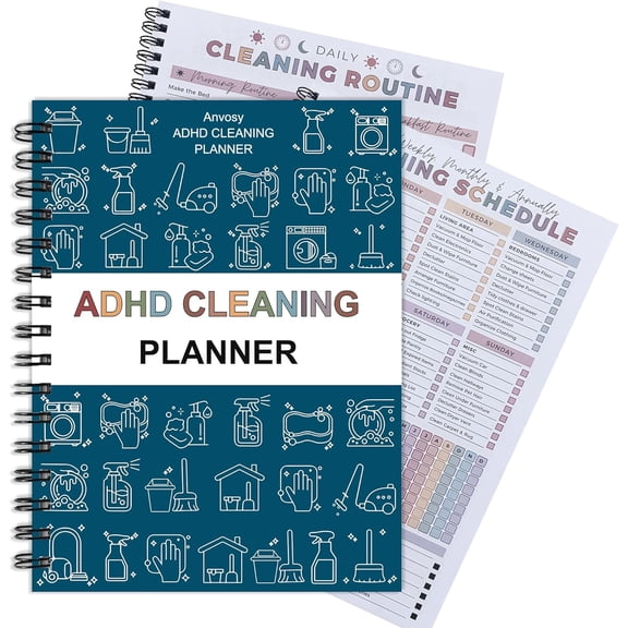 ADHD Cleaning Planner for Adults - ADHD Cleaning Schedule & Checklist Organizer, Daily Weekly Monthly Household Management Routine Tracking & Family Cleaning Tasks