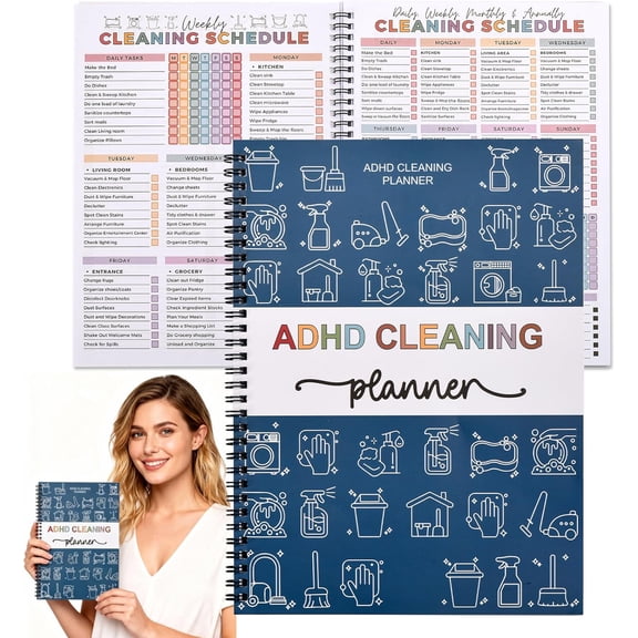 ADHD Cleaning Planner for Adults - Customizable Daily Weekly Monthly Home Cleaning Checklist & Chore Management System, Editable Organizer for Stress-Free Routines & Household Task Tracking