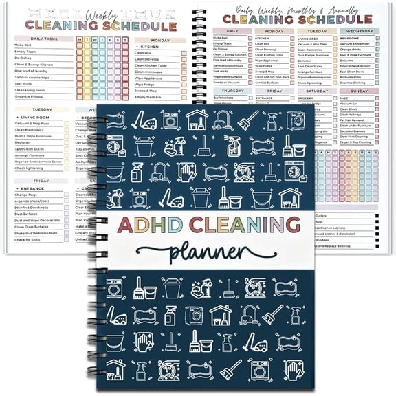 TYPPKMM ADHD Cleaning Planner Daily Weekly Monthly Planners & Appointment Books, Blue