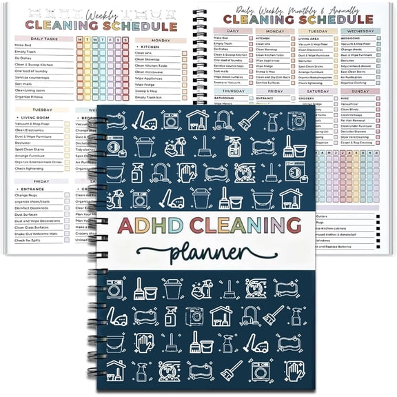 ADHD Cleaning Planner for Adults, adhd Cleaning Schedule & Checklist Organizer, Daily Weekly Monthly Household Management System for Home Chore Tracking & Stress-Free Organization